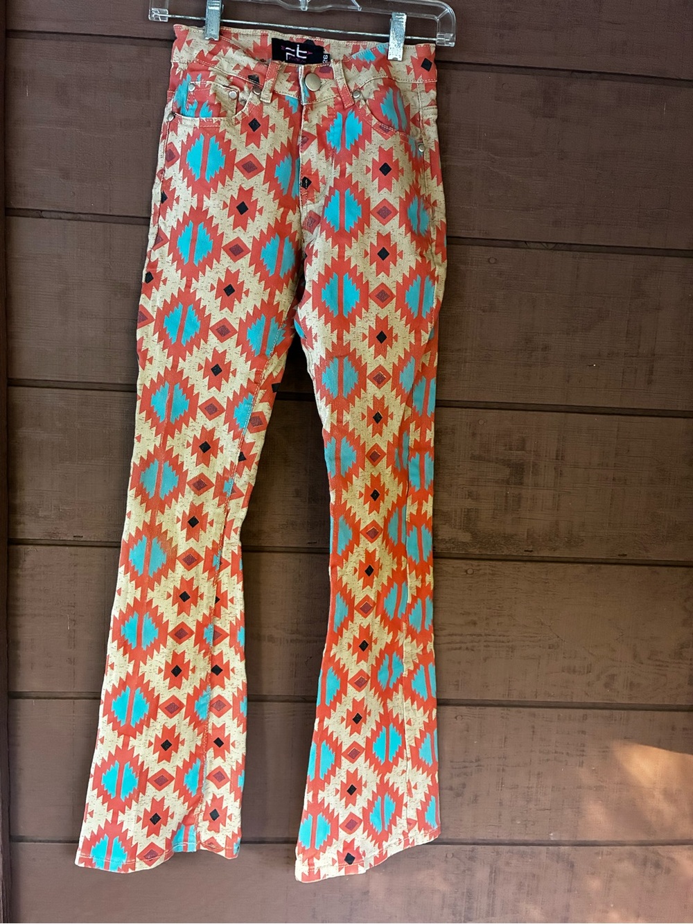 Aztec-Print Flare Jeans in Orange & Turquoise - Ranch Dress’n Fallon Taylor